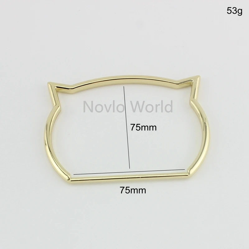 4-10 pieces,75mm cute cat shaped light gold welded alloy handle for handmade tote bags handbags sewing