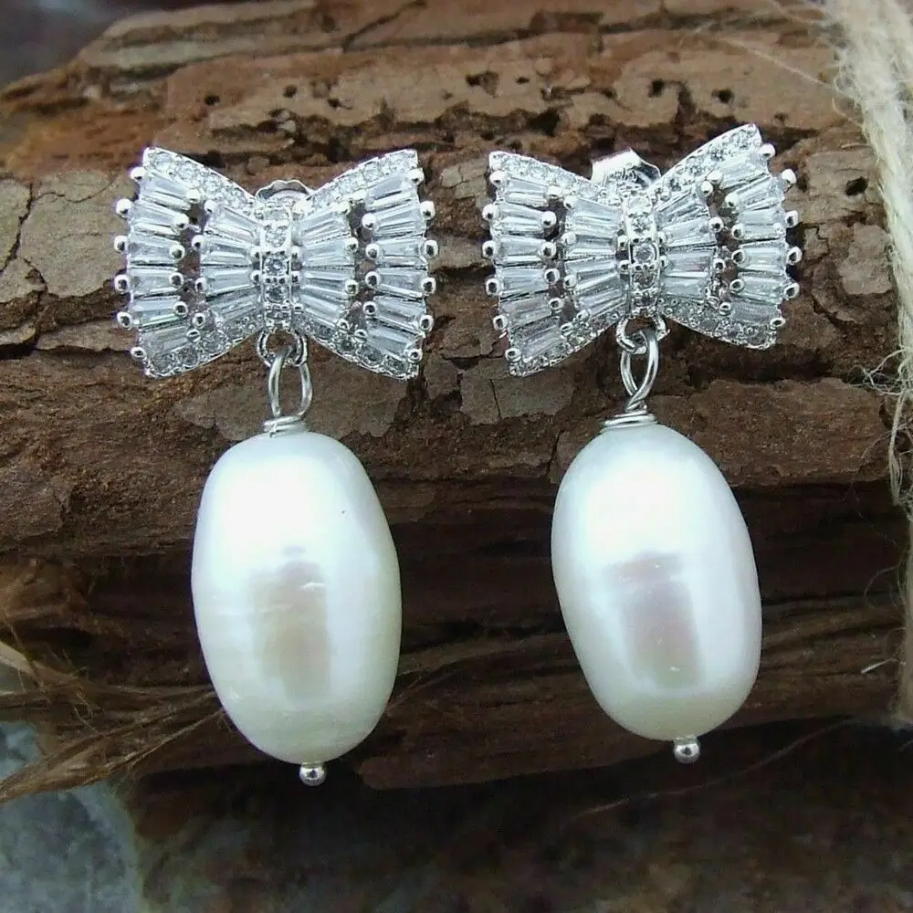 

romantic White Freshwater Rice Pearl Earrings