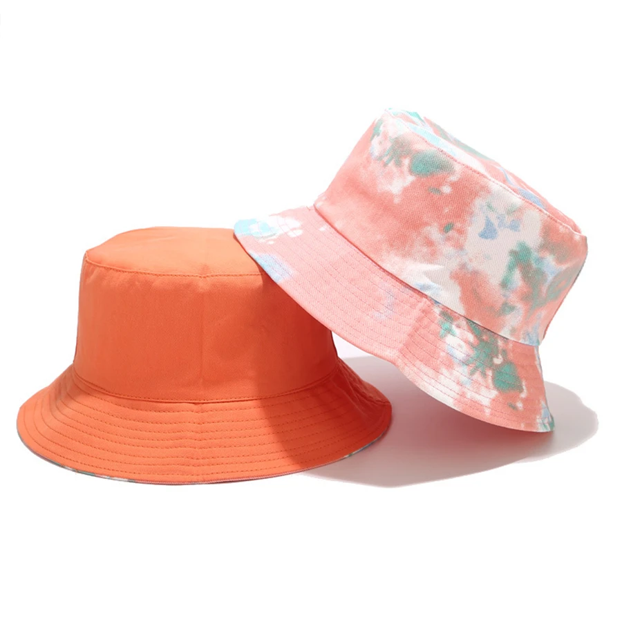 

2024 New Tie-dye Bucket Hat Men Women Fashion Double-sided Wearing Basin Panama Female Summer Outdoor Leisure Sun Cap