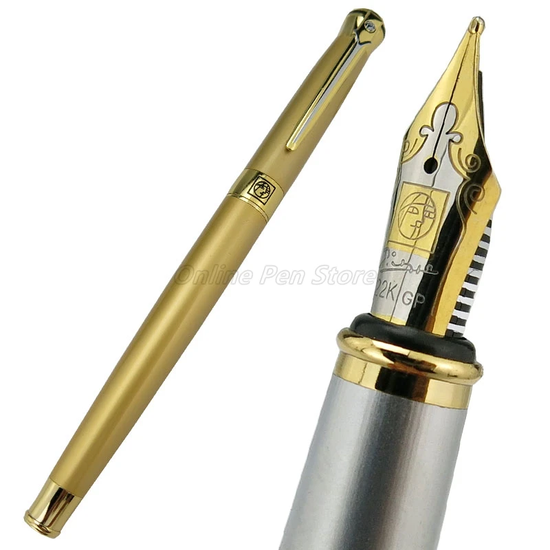 

Picasso 903 Complete Golden Sweden Flower King Metal Fountain Pen 22KGP Medium Nib Professional Stationery Writing Pen Gift