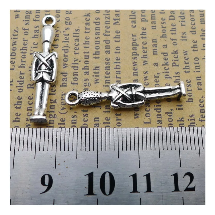 Newest 15Pieces 7*31mm Mixed Alloy Antique Silver Color Soldier Charms Necklace Pendant Accessory For DIY Jewelry Making