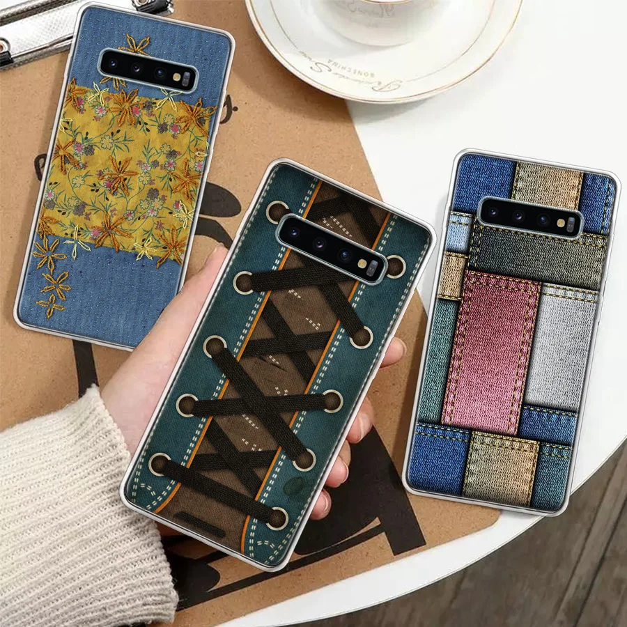 Jeans Cowboy Denim Printed Silicon Call Phone Case For Samsung Galaxy A51 A50 A71 A70 A41 A40 A31 A30 A21S A20E A10 A6 A7 A8 A9