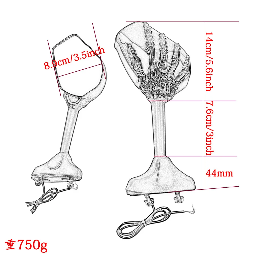 Skull hand Motorcycle LED Turn Signal Rear View Side Mirror For Honda CBR600 F1/F2/F3/F4/F4i CBR600RR CBR900/929 CBR900RR