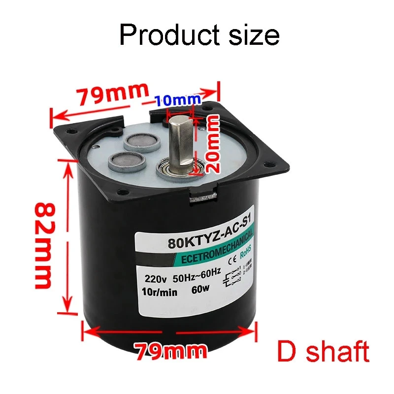 

80KTYZ AC Motor 220V 5rpm -110rpm Motor 60W Permanent Magnet Synchronous Motor With Bracket