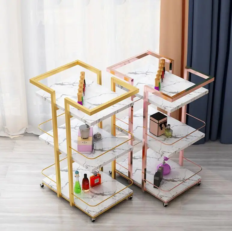 Beauty salon cosmetic trolley manicure Tool Cart Trolley trolley marble multi-functional sliding mobile shelf