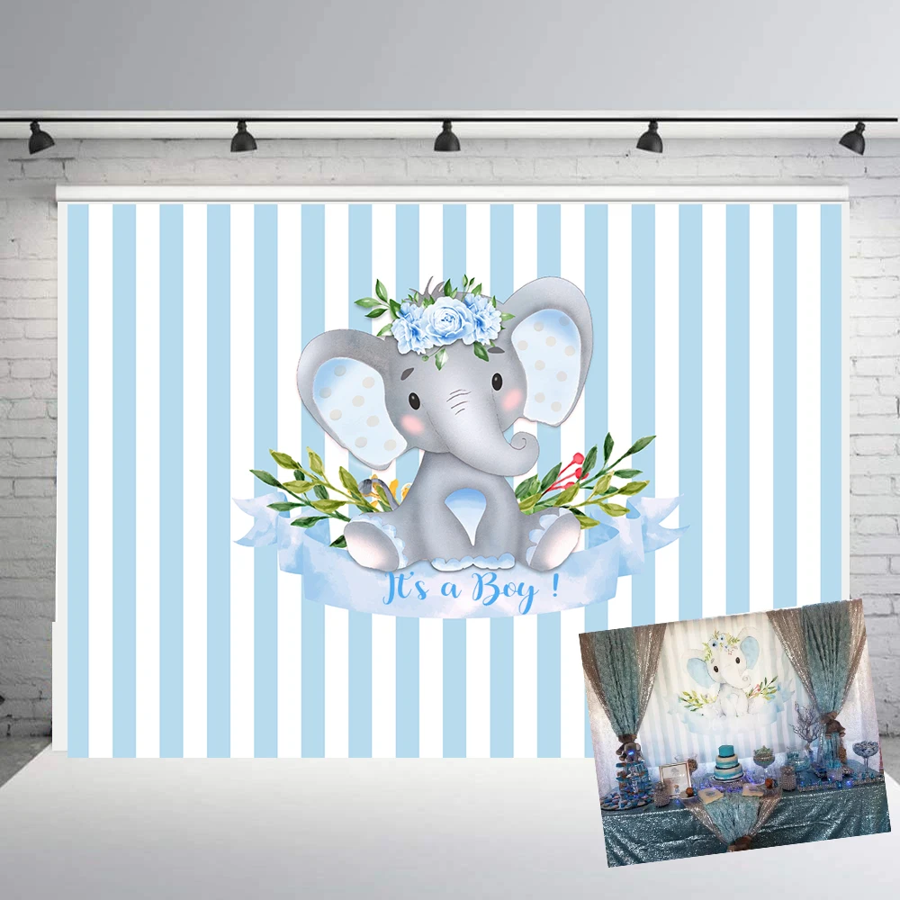 It's a Boy & girl – décor de table en forme d'éléphant, décor de fête prénatale, mignon, rose, bleu, blanc, dessert floral, bannière, arrière-plan pour séance photo