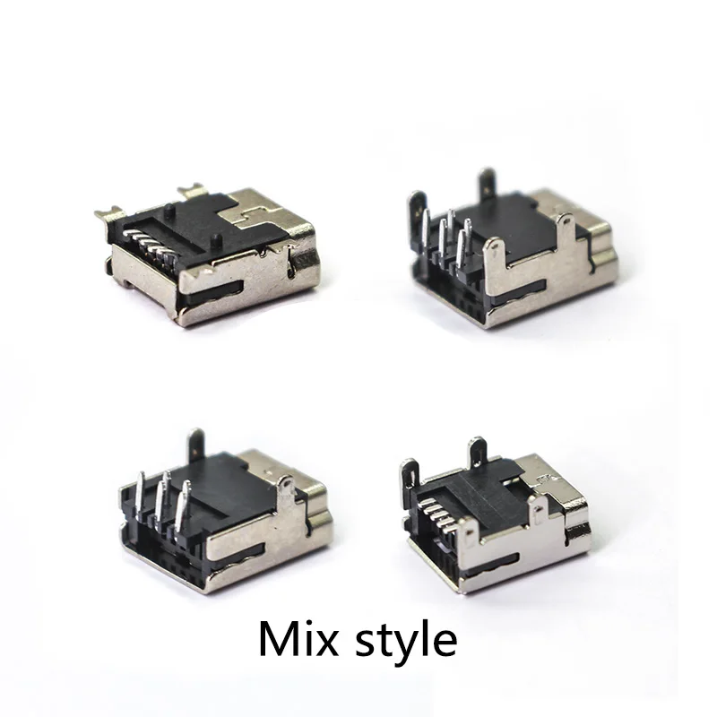 20pcs Mini USB female 5 Type Flat Edge SMT dip 5Pin Connectors Port Jack Tail Socket Plug Terminals For Samsung Huawei mobile