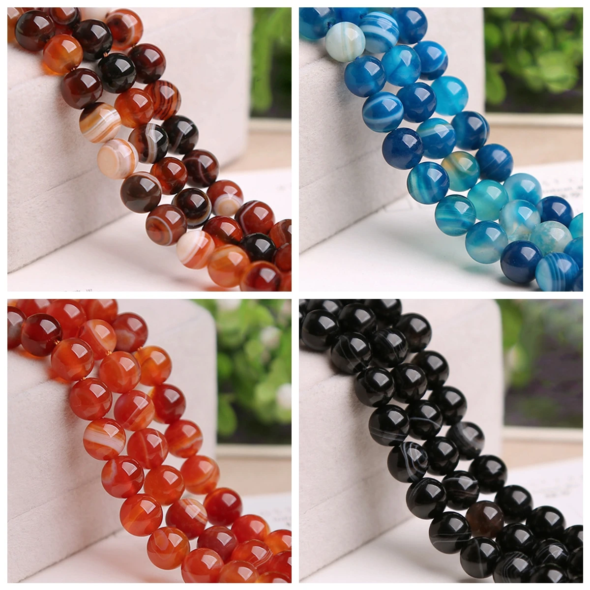 Natural Agate Stone Round Colorful 4mm 6mm 8mm 10mm 12mm Loose Beads for Jewelry Making Bracelet DIY Crafts Findings