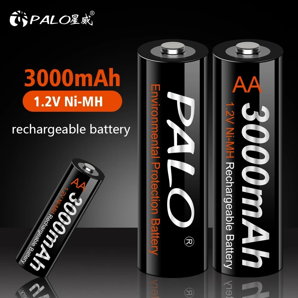 PALO 1.2V AA Rechargeable Battery 3000mAh AA Low Discharge Ni-MH Batteries For Electric Toy Car Alarm Clock Remote Control Mouse