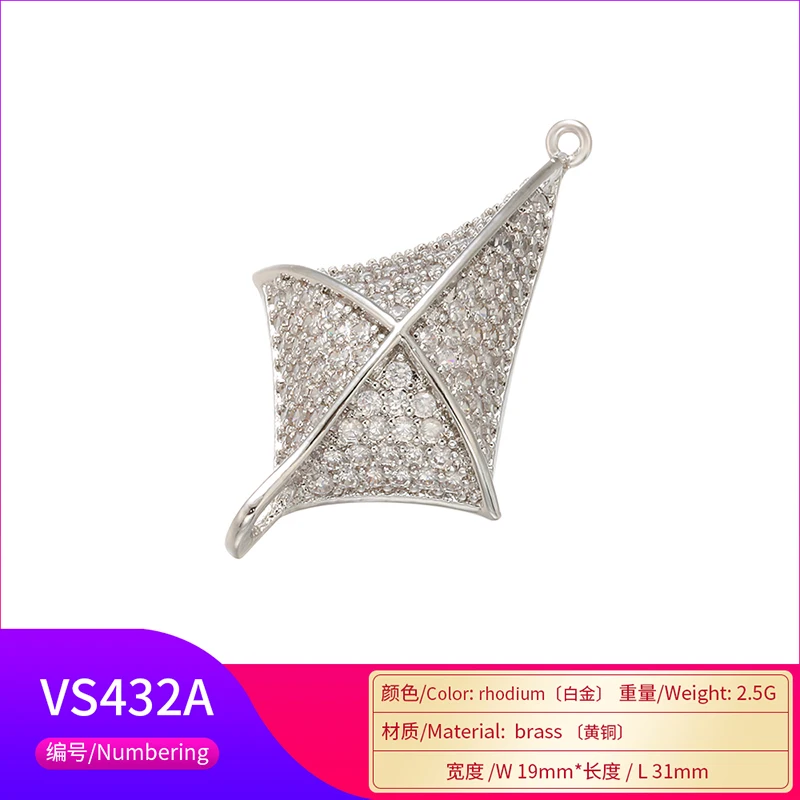 ZHUKOU 19x31mm Brass Crystal Irregular Connector for Women Bracelet Necklace Jewelry Accessories making findings model:VS432