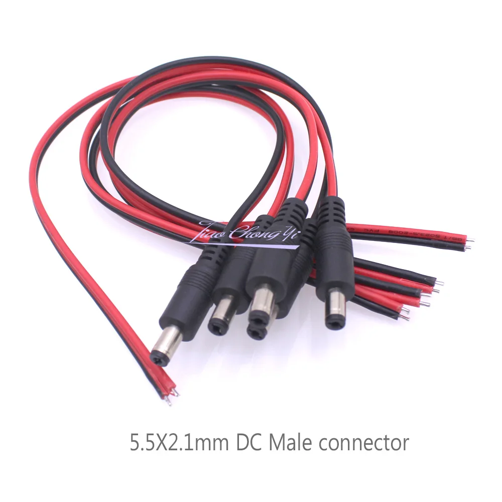 5.5x2.1mm Male + Female DC Power Socket Jack Plug Connector Cable Wire Plug CCTV Camera LED Lights Connector 18/20/22AWG