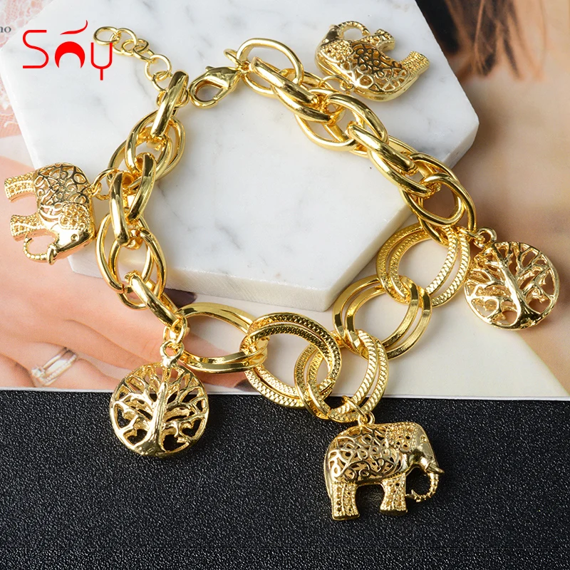 Sunny Jewelry Fashion Gold Plated Charm Bracelets For Women Hand Chains Link Chain Ball Bracelet High Quality For Party Gifts