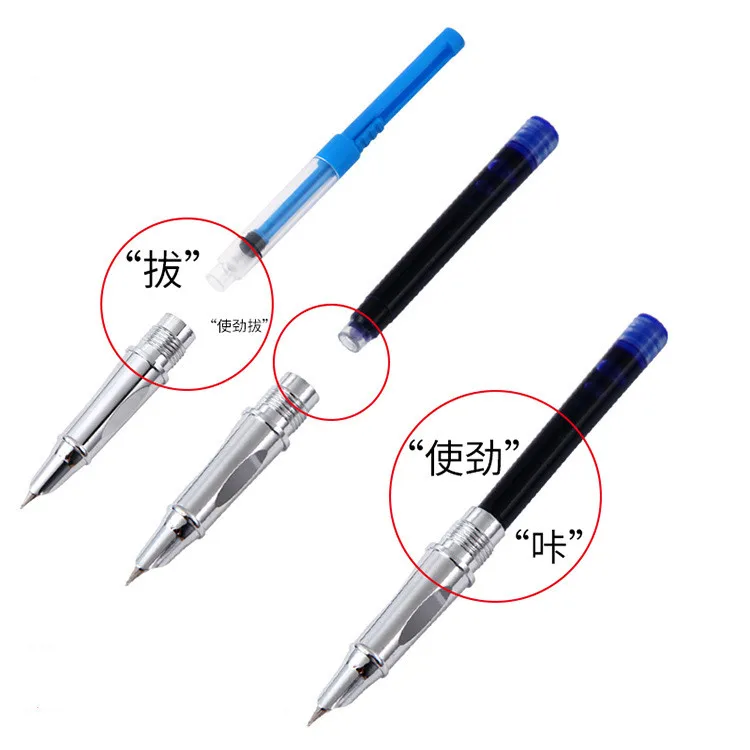 Cartuchos de tinta universales para pluma estilográfica, recarga de pluma, tinta azul borrable, color negro, 2,6/3,4, 20 unidades
