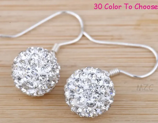 

dt3453 Mix Color DHL Free 10mm Hot Studs Earrings Micro Pave Disco Ball beads hot best Clay Jewelry crystal