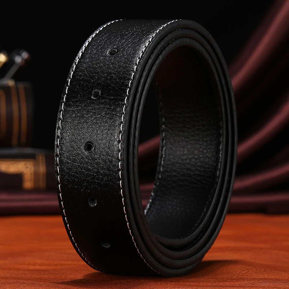 No Buckle Belt Body Strap Without Buckle Belts Men Good Male Belts   Businese Genuine Leather Belt HIgh Quality