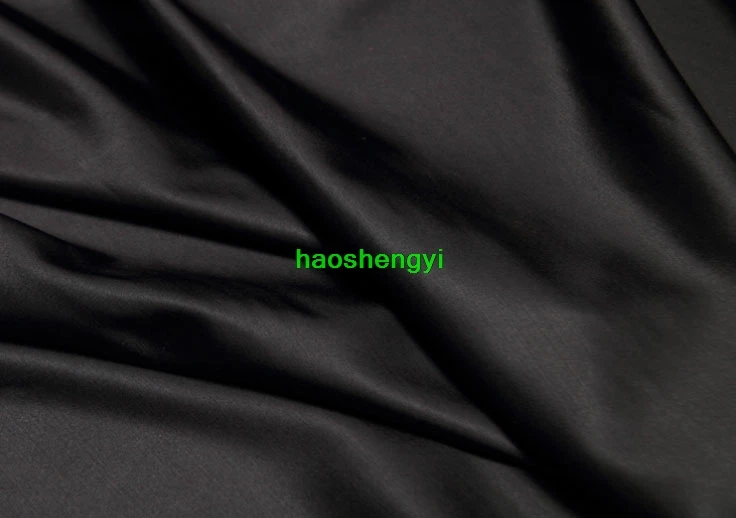 High quality pure black satin worsted wool suiting fabric