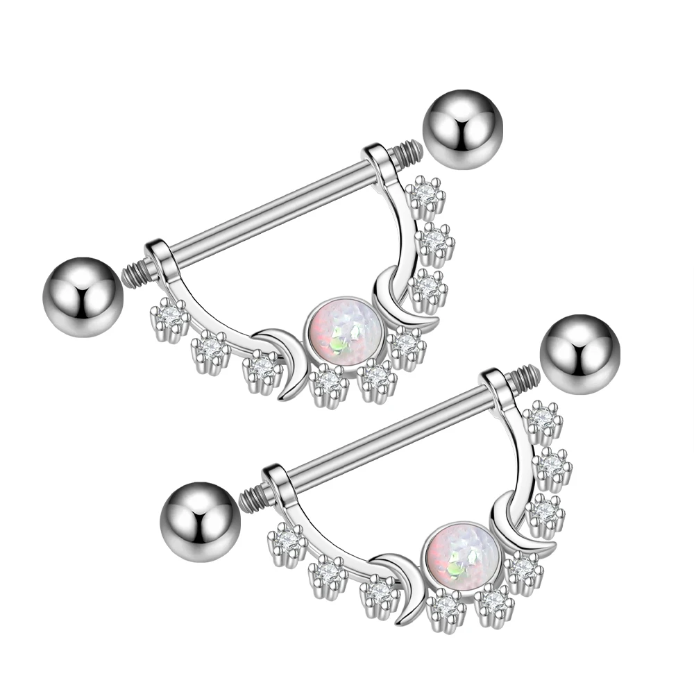 2PCS Snake Rabbit Heart Nipple Piercings Women Nipple Rings Cover Barbell Breast Shield Crystal Steel 14G Body Piercing Jewelry