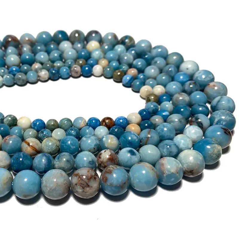 Wholesale 100% Natural Larimar Blue Round Stone Beads For Jewelry Making DIY Bracelet Necklace 4/ 6/8/10MM