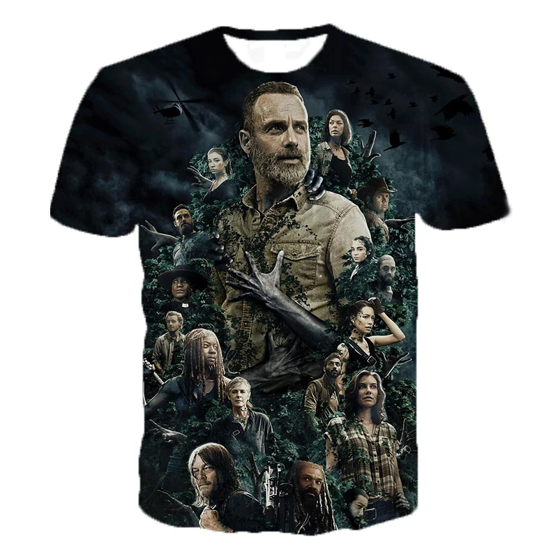 2021 Horror TV Drama The Walking Dead 3D Printed T-shirt Men Women Fashion Casual T-shirt Hip Hop Streetwear Oversized Tee Tops