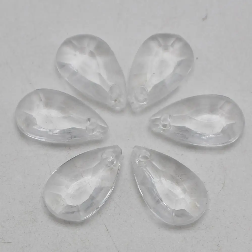 100 Clear Transparent Acrylic Faceted Teardrop Charm Pendants 16X10mm