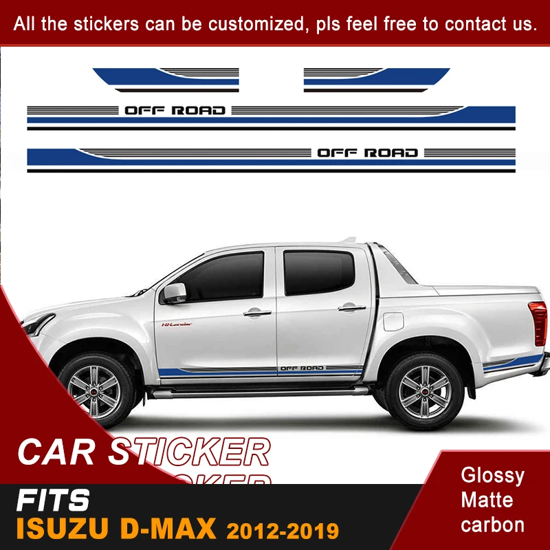 

d-max stripe side door graphic Vinyl racing car sticker for isuzu d-max CABINE CREW 4X4 2012-2018