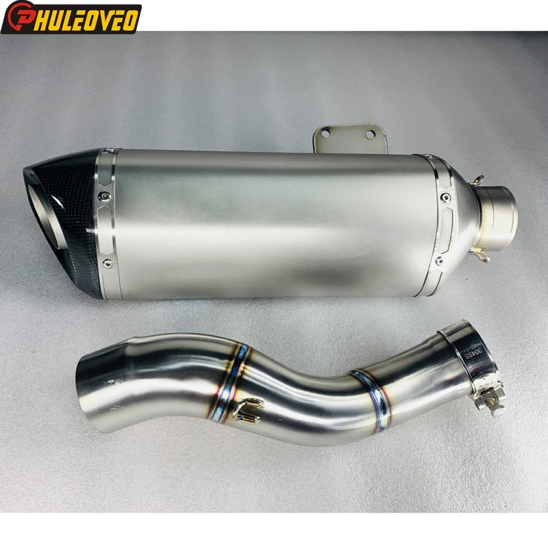 

Titanium Alloy for BMW F900R F900XR 2020-2023 Motorcycle Exhaust Muffler Mid Link Pipe with Real Carbon Fiber Tip Escape Demper