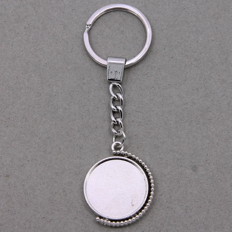 2pcs rotatable cabochon blank keychain 25mm pendant base, used for keychain pendant DIY jewelry making handmade crafts