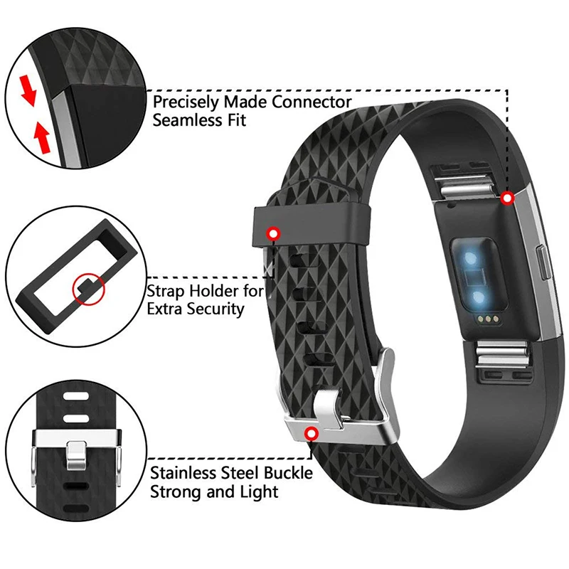 สำหรับ Fitbit Charge 2 Band TPE สำหรับ FitBit Charge 2เปลี่ยน TPE สำหรับ Fit Charge 2สำหรับสายรัดข้อมืออุปกรณ์เสริม