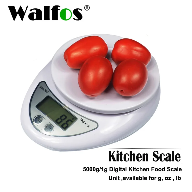 

WALFOS 5kg / 1g Portable Digital Scale LED Electronic Scale Food Measurement Weight Battery Powered Measurement Weight Kitchen