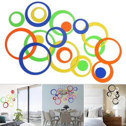 5 Pcs/Set 3D Circles Wall Stickers Removable Mural TV Background Round Decals DIY Wall Art Fashion Home Decoration Accessories