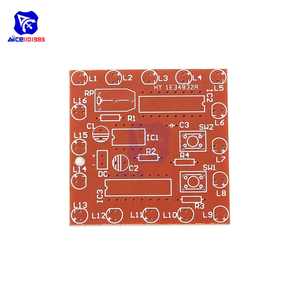 diymoe NE555 74HC595 16 Channel 16 Bit LEDs Water Flowing Light Module DIY Kit Welding Learning Kit for Arudino