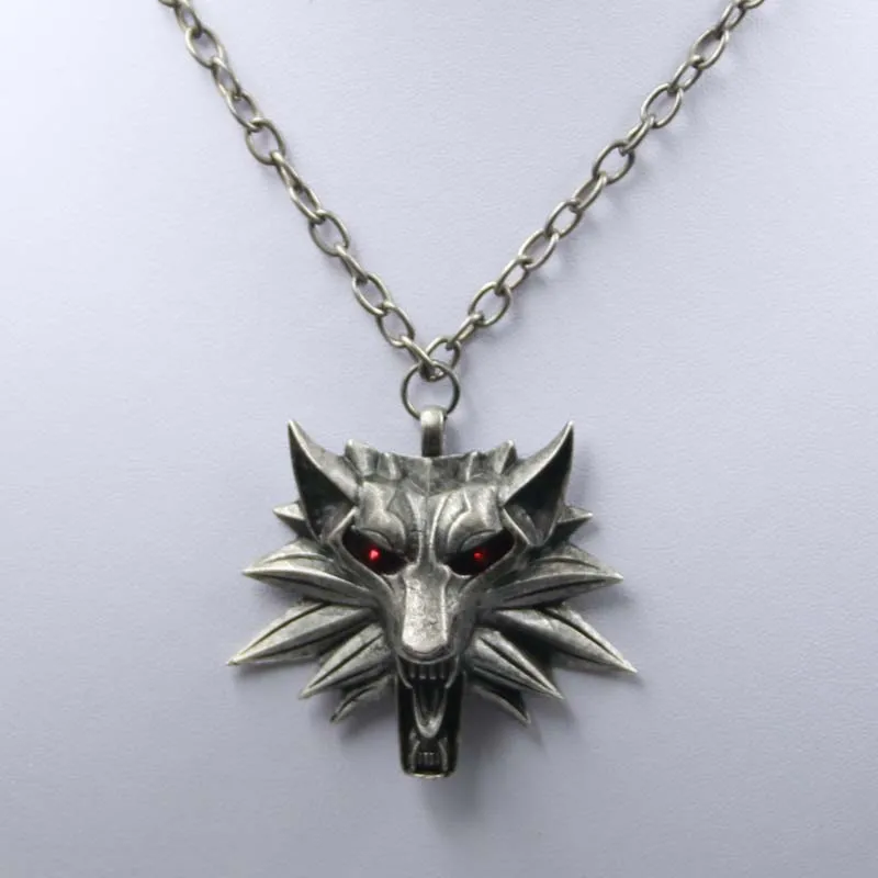 Wizard Wolf Head Medallion Chains Necklace Wild Tribe Book Series Monster Hunter Games Animal Wolf Pendant Necklace