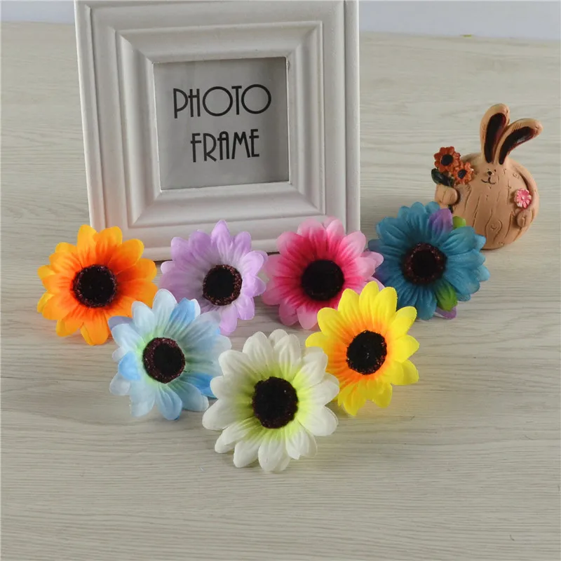 

7cm 5/12pcs 7Colors artificial sunflower flower head for wedding home garden festival decroation diy wreath hair accessories