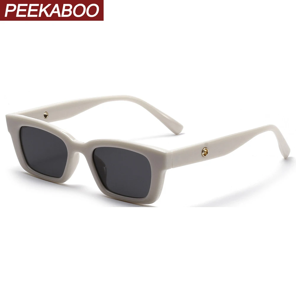 Peekaboo small square sunglasses women retro summer style rectangular male sun glasses uv400 female beige green gray