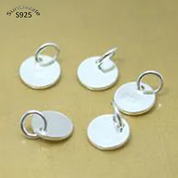 4pcs Real Pure Solid 925 Sterling Silver Round Tag Pendant Inscribe Print Letter Logo Customized Suspension Jewelry Making