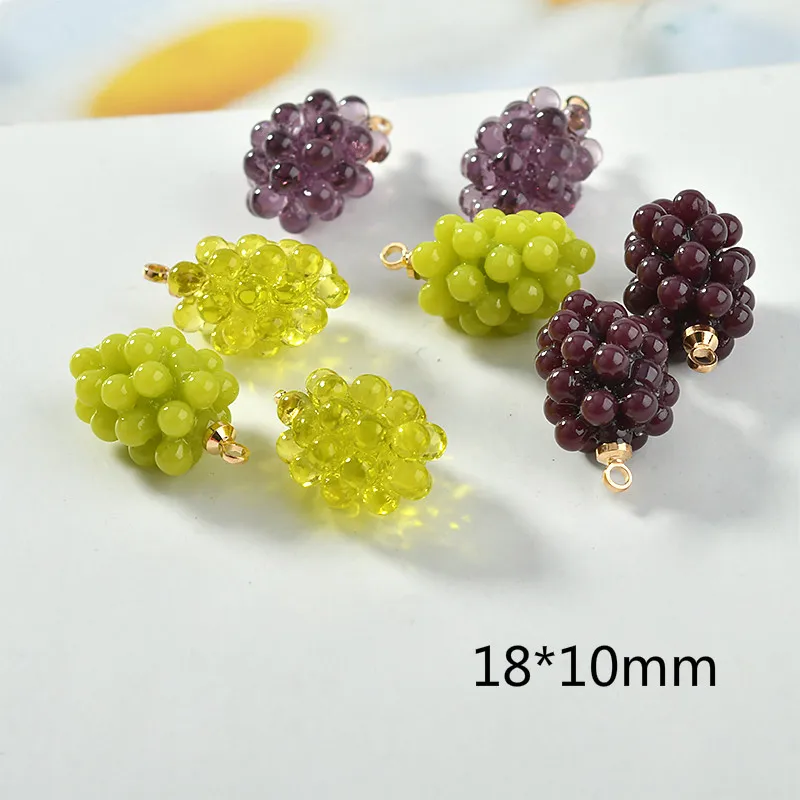 2pcs Mini Compact Fun Stereo Crystal Grape Pomegranate Resin Pendant DIY Ear Stud Bracelet Necklace Material Accessories Charms