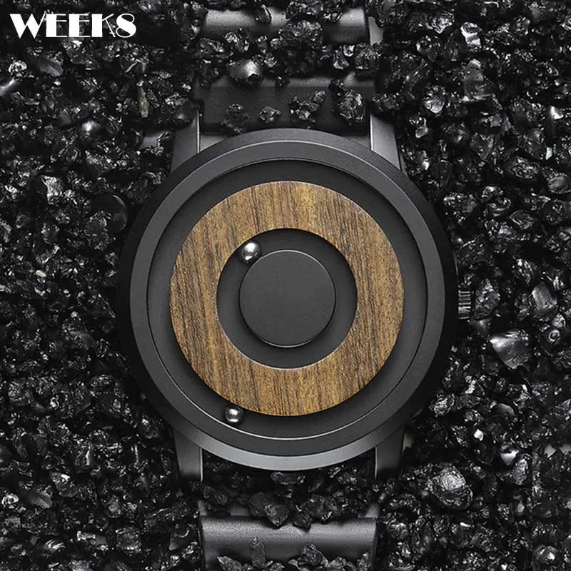 

Wooden Quartz Watches for Men Natural Walnut Wood Wristwatches Simple Casual Quartz Watch Rubber Strap Men Minimalist Dial Reloj