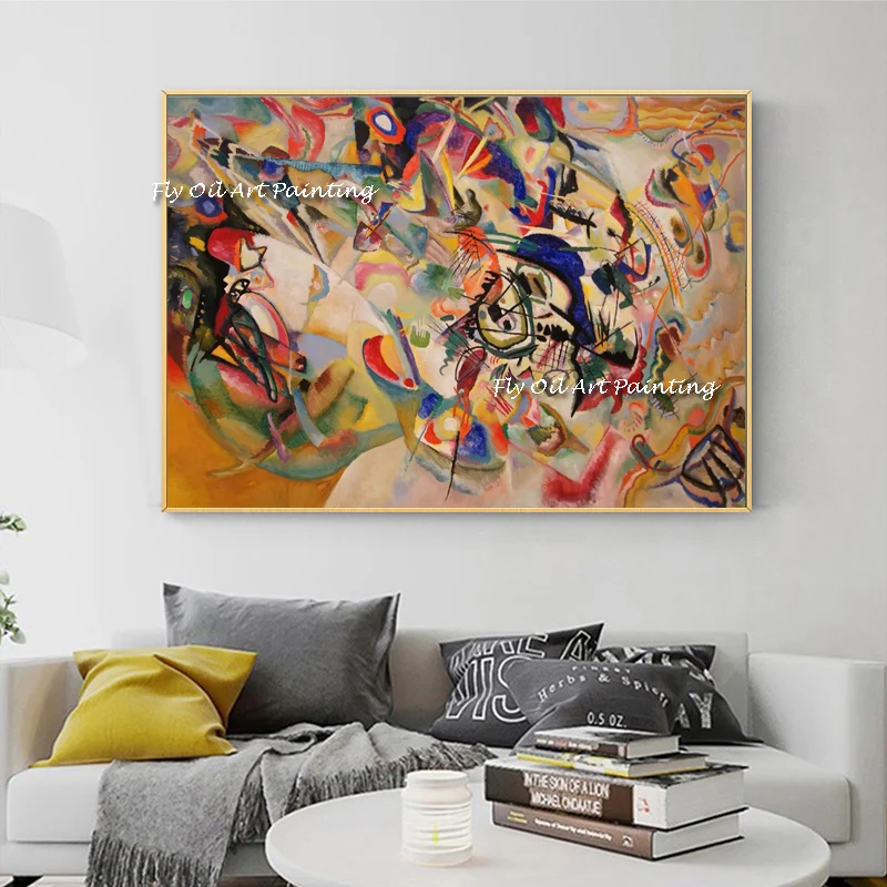 

100% handmade Kandinsky famous oil painting 100% Hand Painted Abstract Oil Painting Grey Art Artwork Canvas Wall Decoration gift