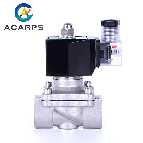 Imagen 1 del producto 2/2 normalmente cerrado 12v válvula solenoide eléctrica agua 24v 230v 24 1/2 3/4 acero inoxidable IP65 DIN bobina alta temperatura