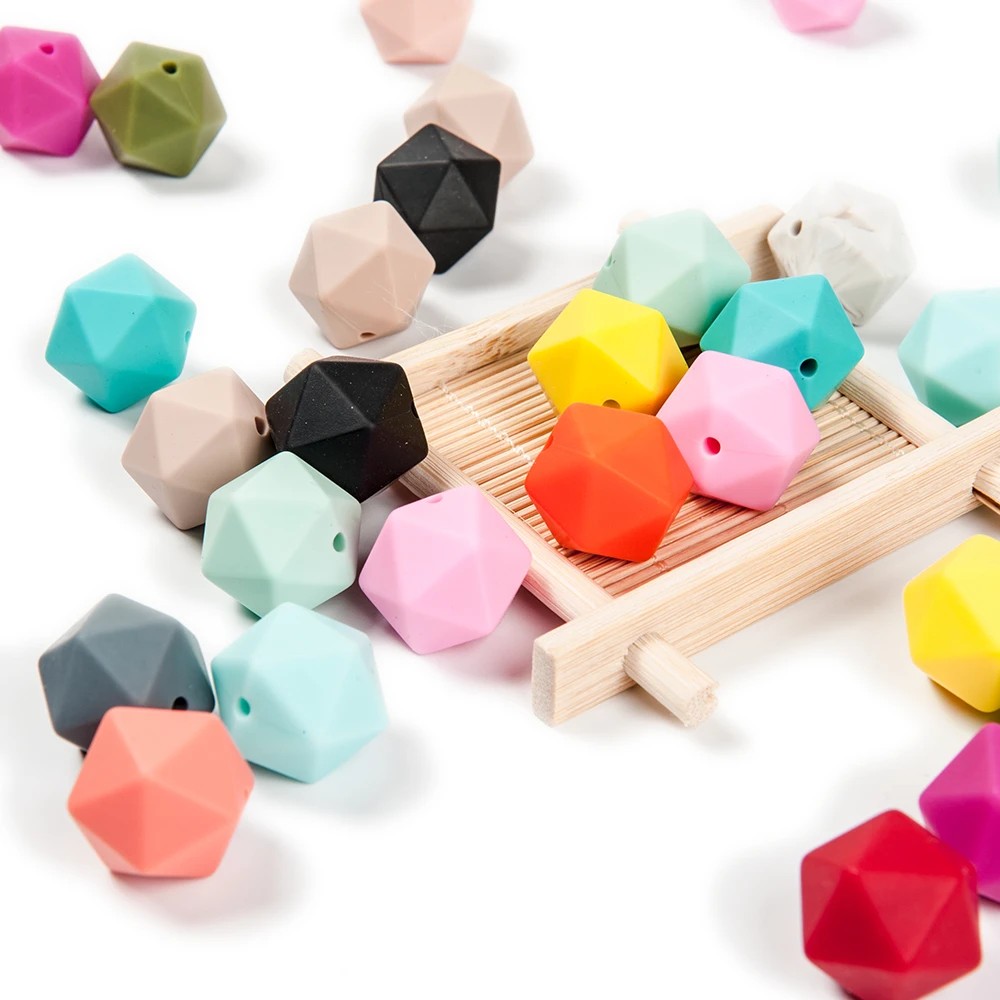 Cute-idea 10pcs 14mm Silicone Icosahedron Beads BPA Free Baby  Teething Chewable Beads DIY Pacifier Chain Toys Infants Goods