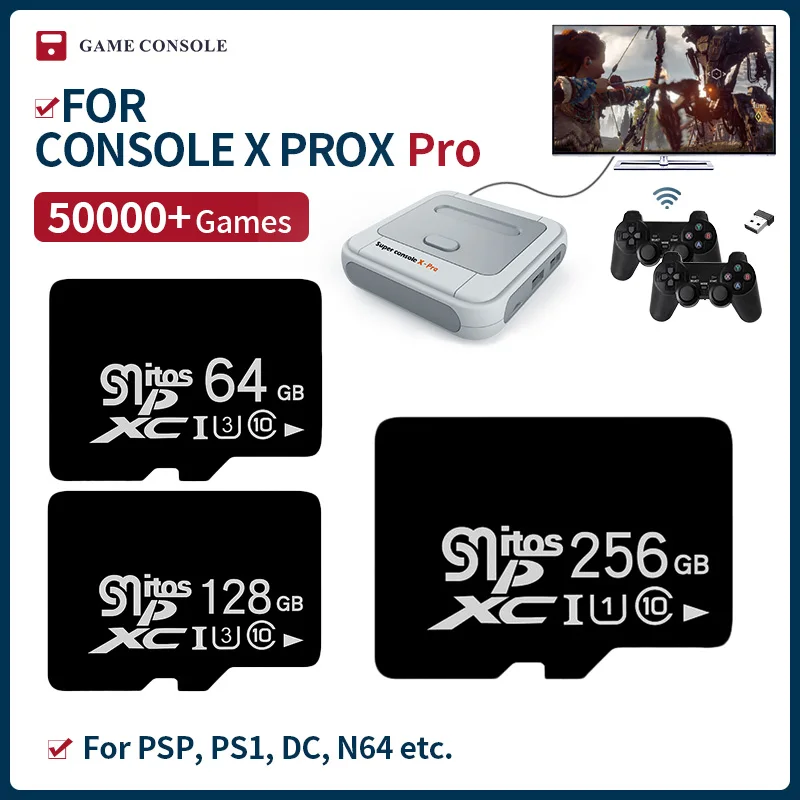 Game Card Suitable for Super Console x Pro For PSP/N64/DC/PS1 Games Built-in 50+ Emulators Built-in 50000+Games