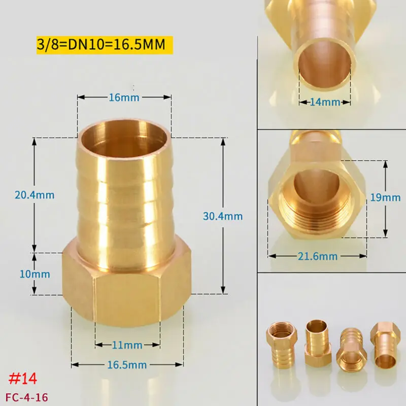 Raccordi per tubi raccordo per tubo flessibile in ottone raccordo per carburante aria Gas tubo flessibile per acqua olio da 4mm-16mm a 1/8 ''1/4'' 3/8 "filetto femmina rame