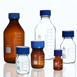 Lab Transparant/Bruin Schroefdop Reagens Fles Afgesloten Fles Glas Laboratorium Sample Fles