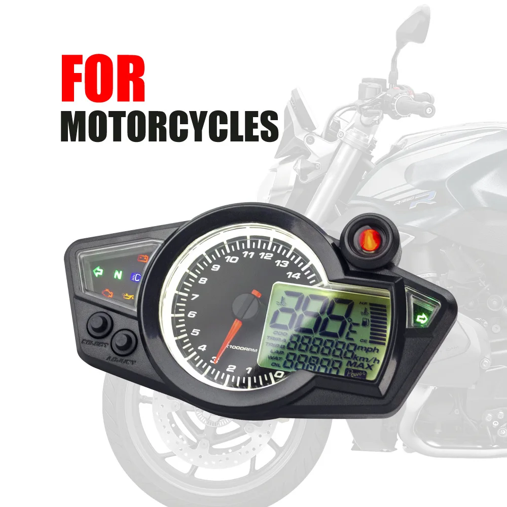 

Universal LCD Digital Motorcycle Odometer Speedometer Meter Instrument Adjustable MAX 199KM/H 14000 RPM For 2,4 Cylinder