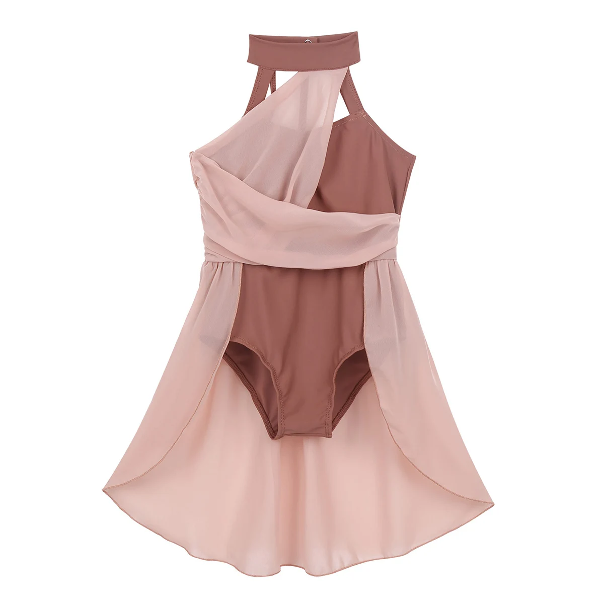 Abito body danza classica per bambini ragazze abito corpetto arricciato senza maniche in Chiffon lirico contemporaneo moderno Dancewear estate