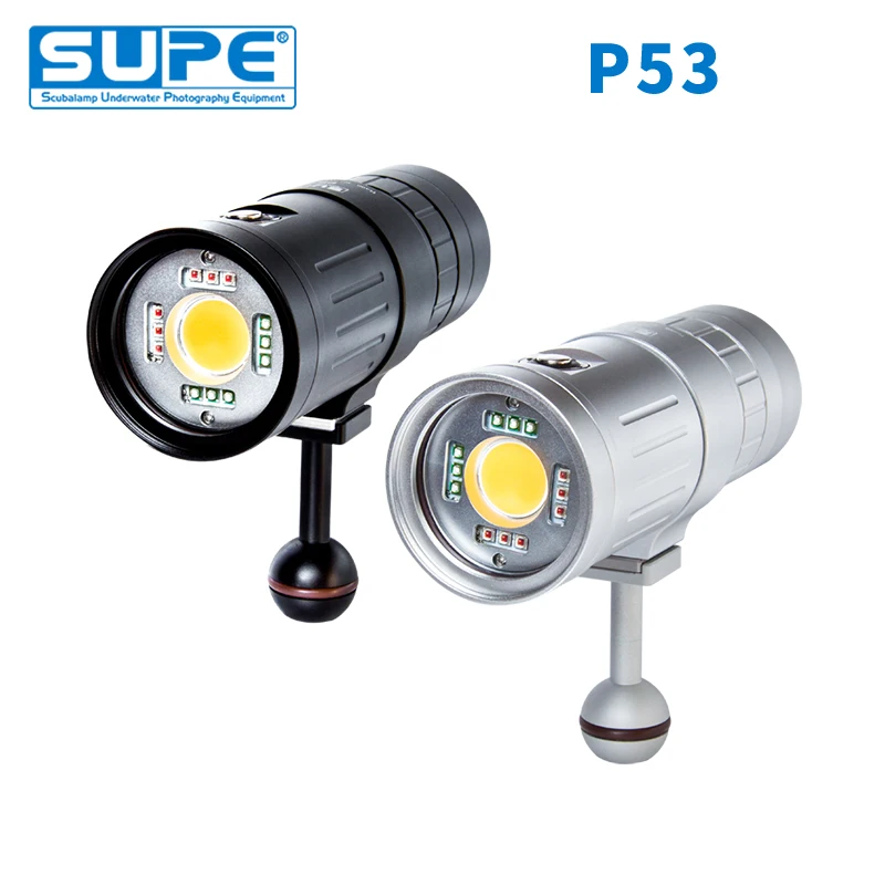 SUPE Scubalamp P53 5000Lumens White Red Blue Pink Strobe Underwater Strobe Light Photography Focus Light Scuba Diving Light Dimm