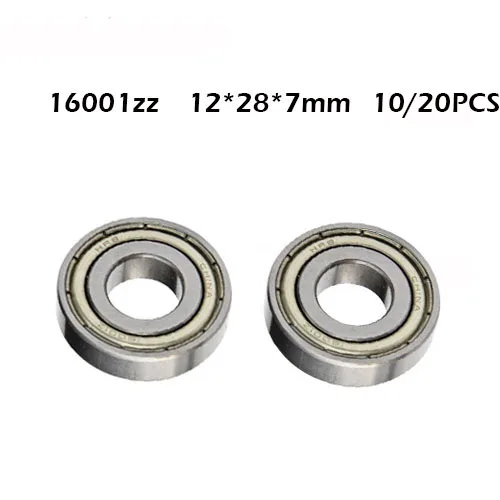 

10/20Pcs Double Shielded 16001ZZ 16001Z 16001-2Z 12*28*7 mm Deep Groove Ball Bearings