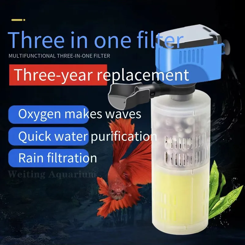 

Fish tank filter, three-in-one water purification circulating oxygen pump, small water pump, silent, no water change, built-in t