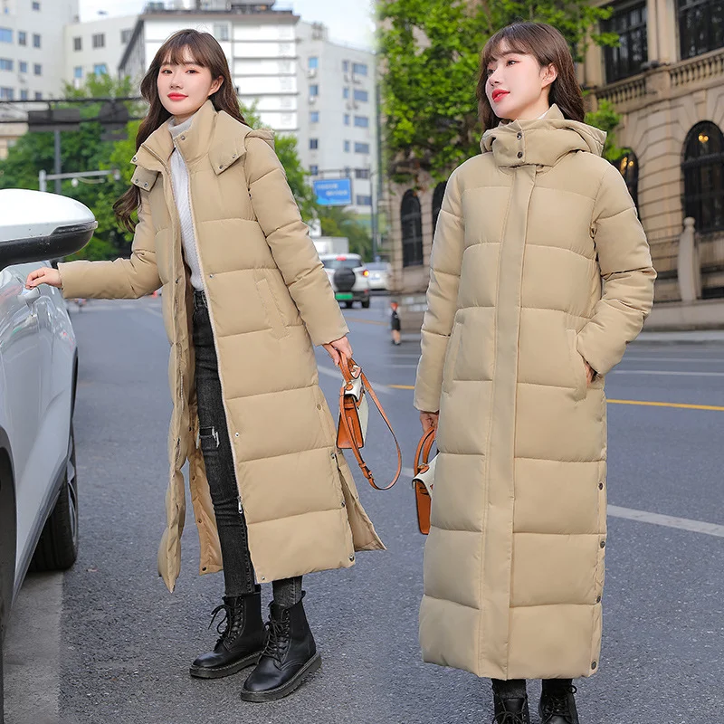 Winter Women Jackets Extra long Parkas Hooded Cotton Padded Female Coat High Quality Warm Outwear Womens Parka Winter Coats