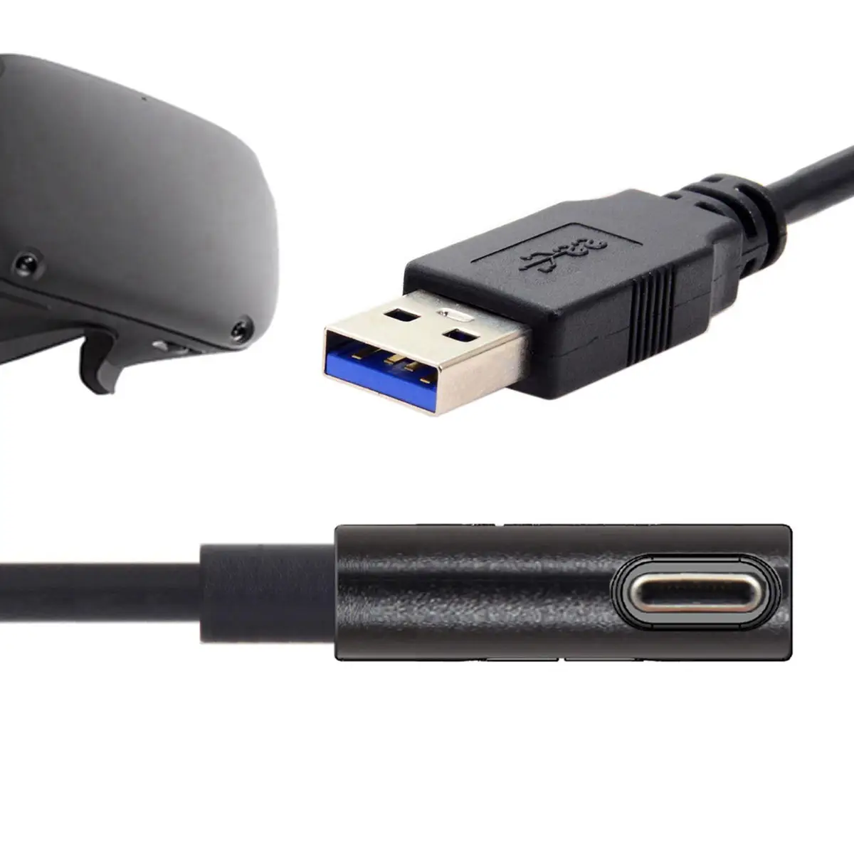 Fit for Oculus Link VR Standard USB 3.0 to USB 3.1 Type-C Left Right Angled Type Data Cable